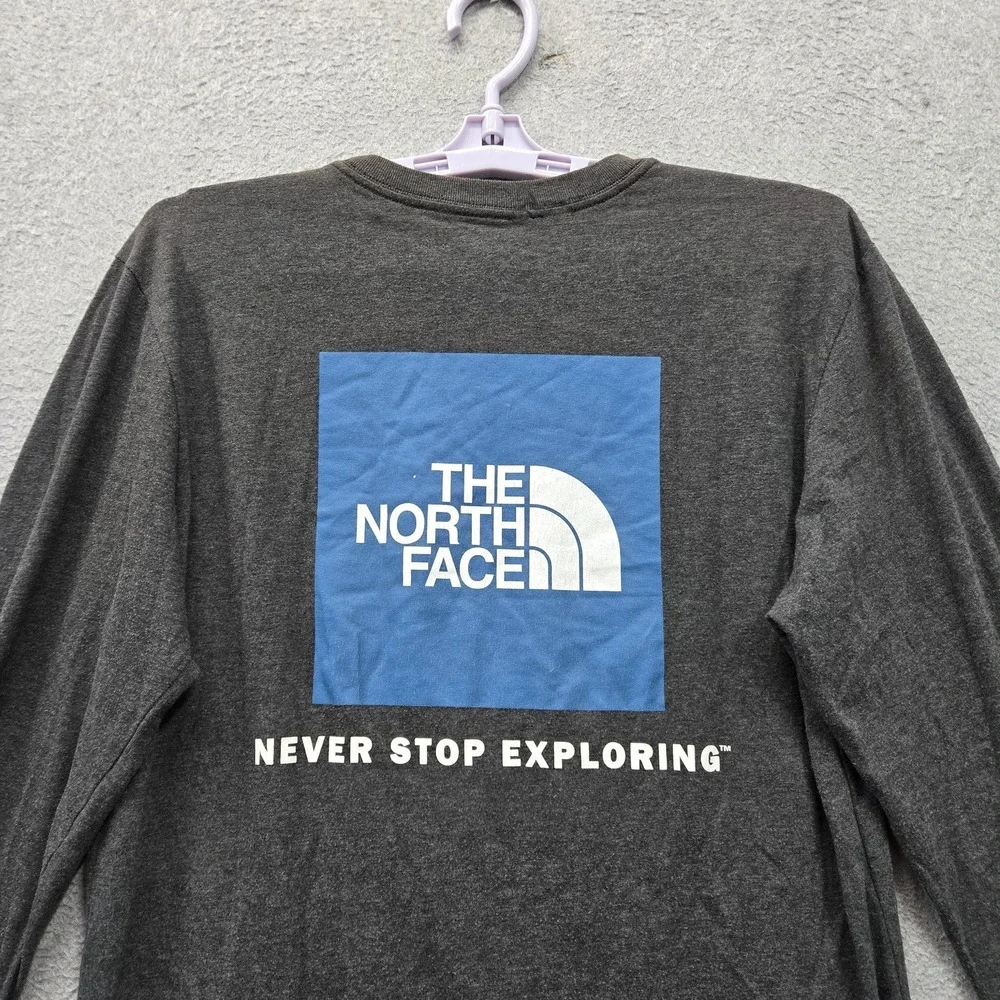 The North Face Men Shirt S Gray NSE Graphic Logo Crew Neck Long Sleeve Tee
